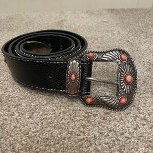 Montana West Black and Silver Belt with Orange Accents